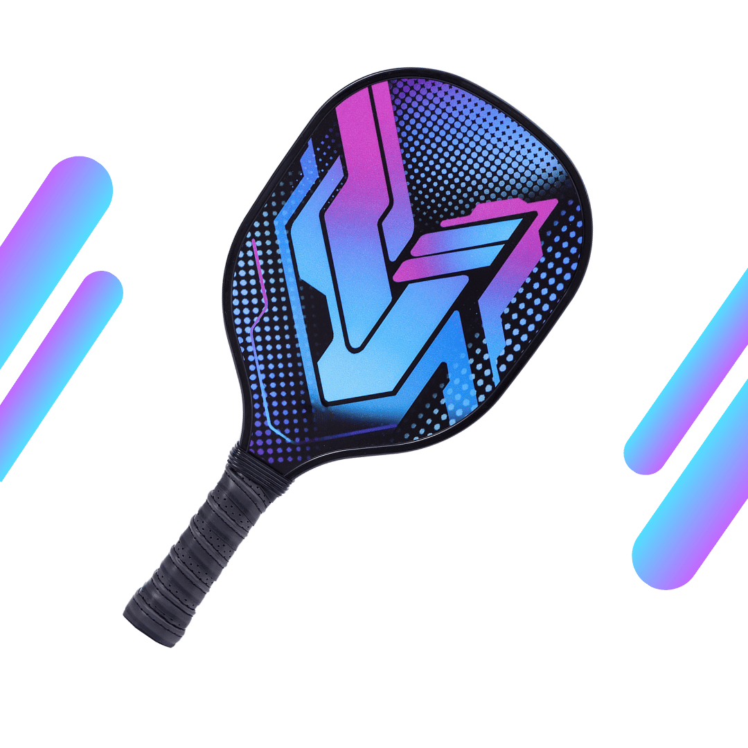 Modern pickleball court with players using advanced paddles and smart training technology