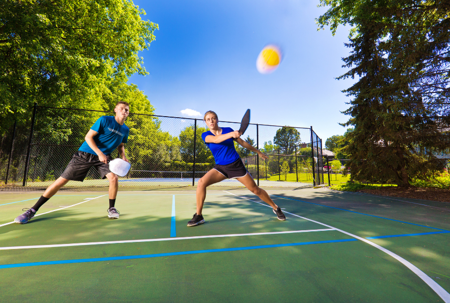 Pickleball player performing strength training exercises to enhance power, endurance, and injury prevention on the court.