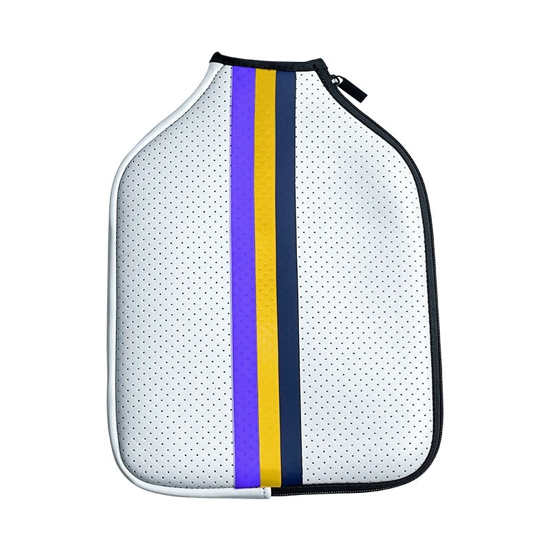 White Racing Stripe Waterproof Neoprene Pickleball Paddle Case