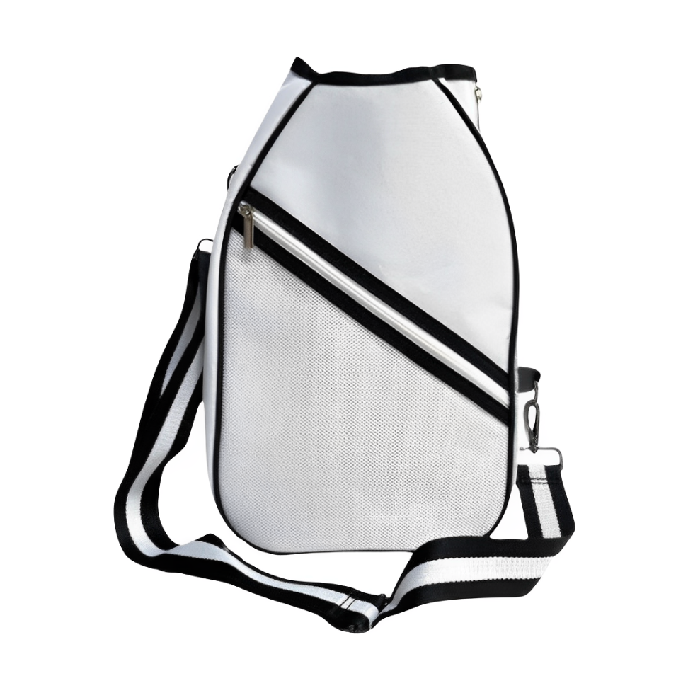 White & Black Pickleball Paddle Compact Bag - Shoulder Strap