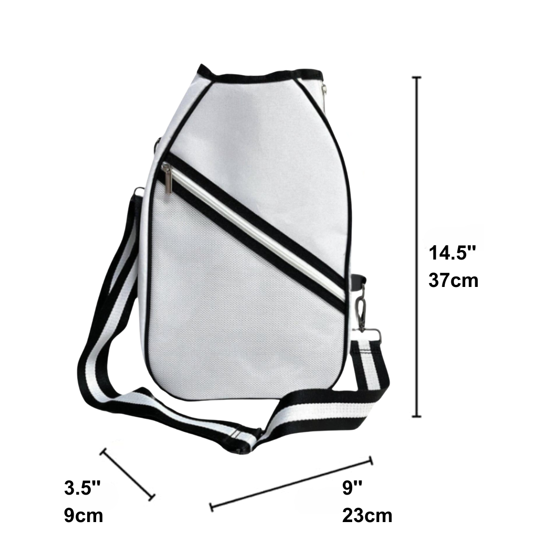 White & Black Pickleball Paddle Compact Bag - Shoulder Strap