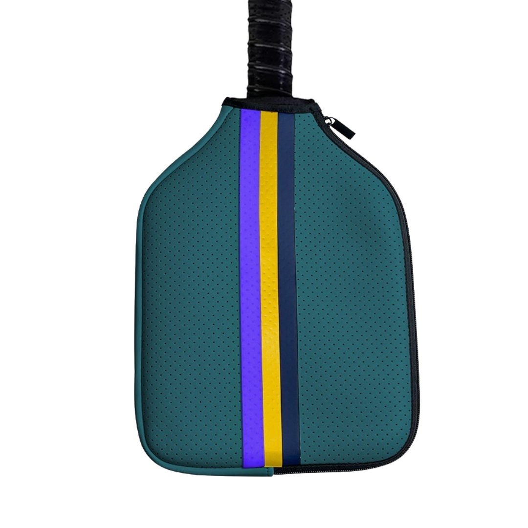 Forest Green Stripe Waterproof Neoprene Pickleball Paddle Case
