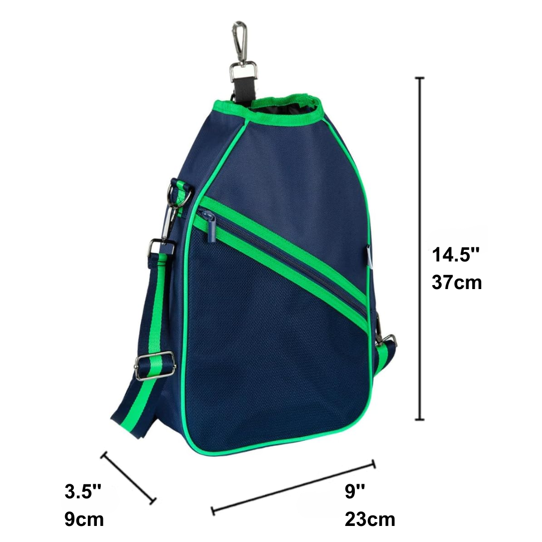Navy & Green Pickleball Paddle Compact Bag - Shoulder Strap