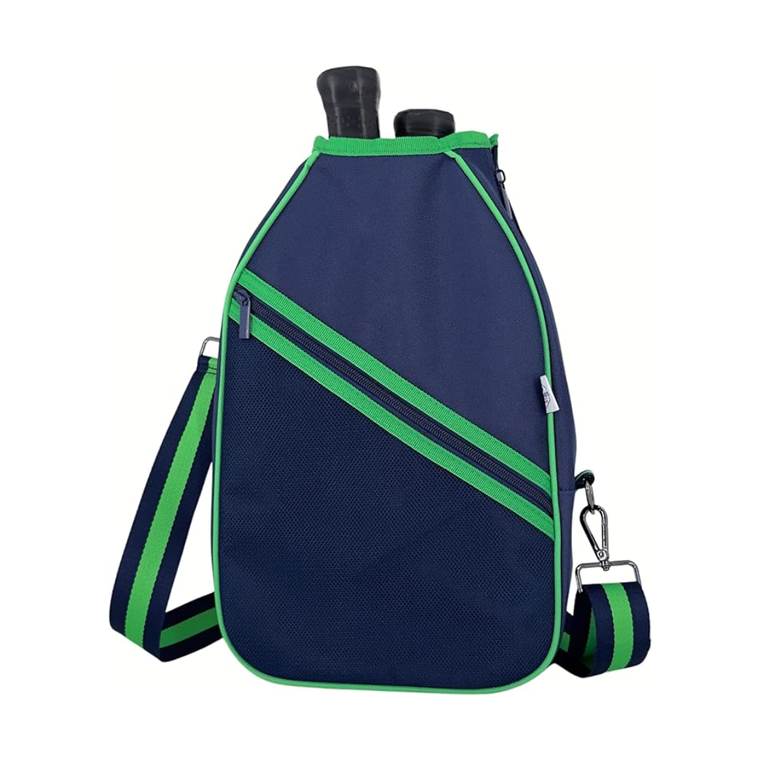Navy & Green Pickleball Paddle Compact Bag - Shoulder Strap