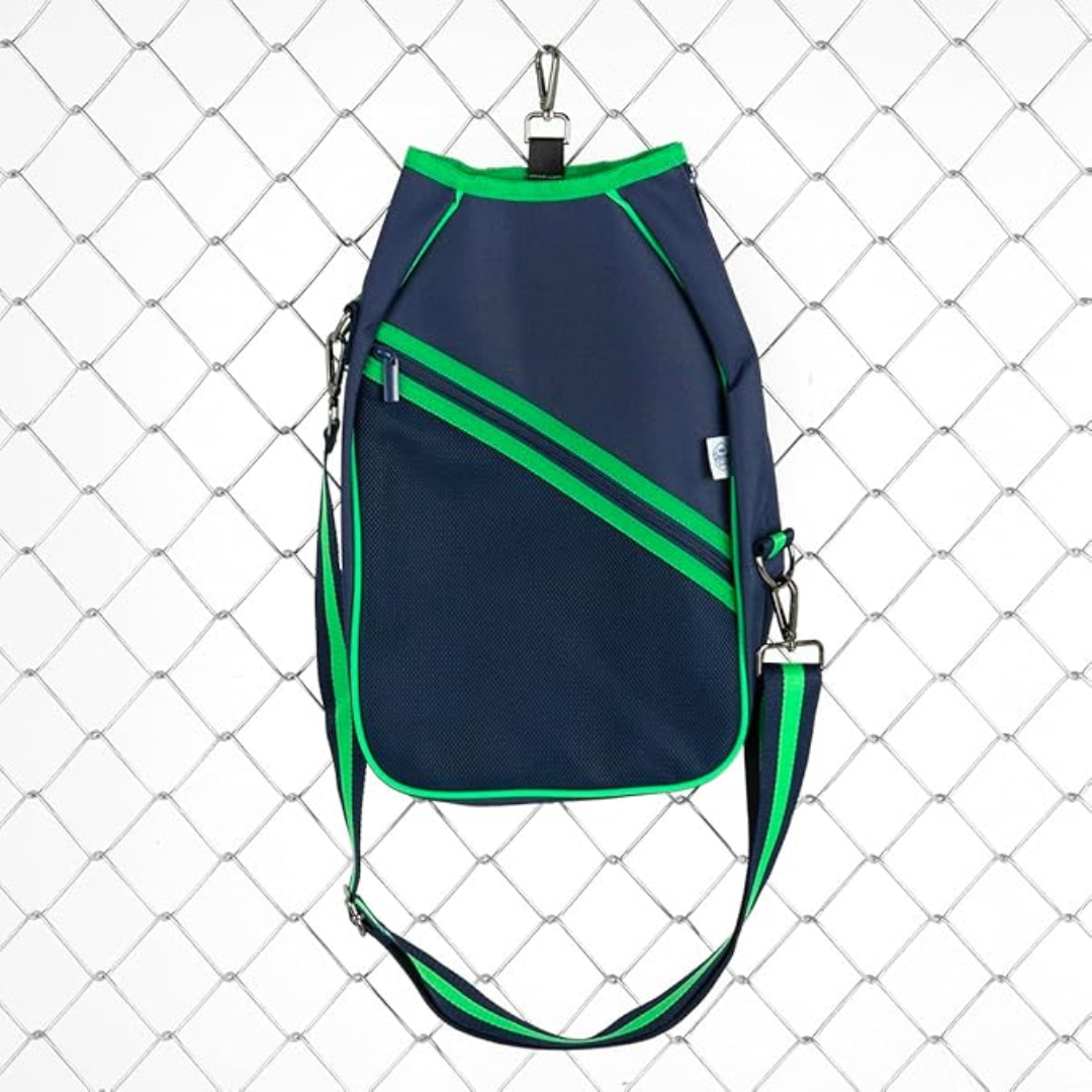 Navy & Green Pickleball Paddle Compact Bag - Shoulder Strap