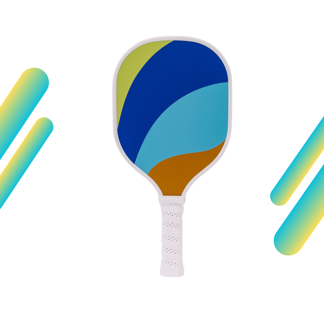 Multicolor Ocean Wave & White Grip USAPA Wooden Pickleball Paddle