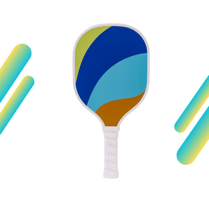 Multicolor Ocean Wave & White Grip USAPA Wooden Pickleball Paddle