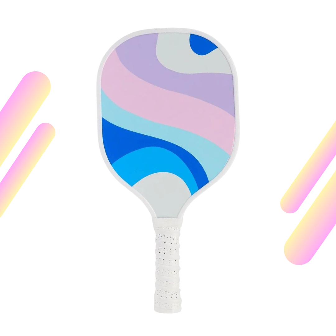 Pastel Ocean & White Grip USAPA Wooden Pickleball Paddle