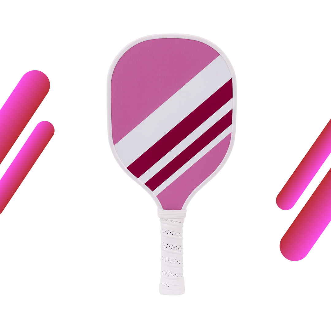 Pink Stripe & White Grip USAPA Wooden Pickleball Paddle