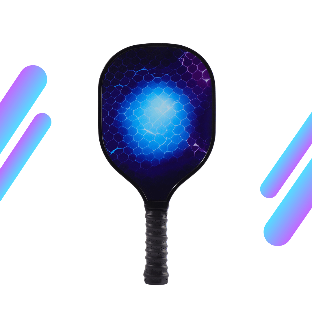 Blue Hexagonal & Black Grip USAPA Wooden Pickleball Paddle