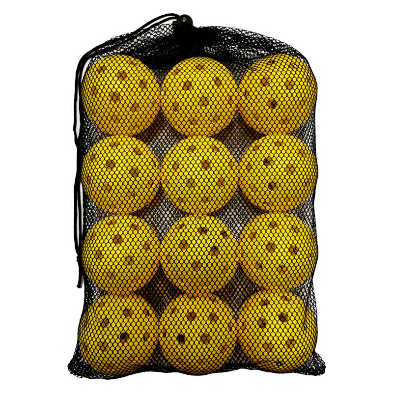 Premium Indoor & Outdoor Pickleball Balls – 12-Pack with Net Bag