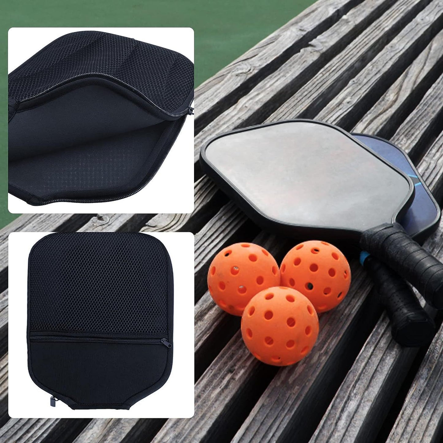 Pickleball Paddle Neoprene Cover with Hand Strap & Mesh Pockets