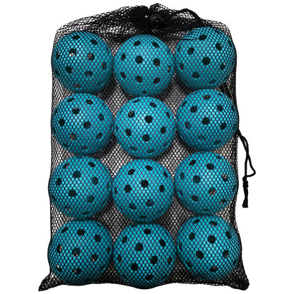 Premium Indoor & Outdoor Pickleball Balls – 12-Pack with Net Bag