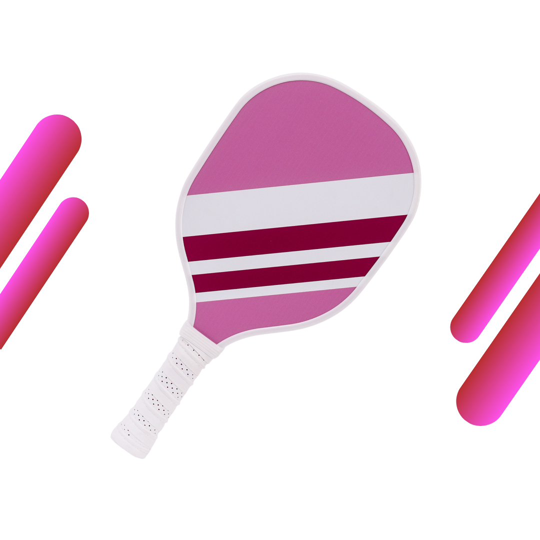 Pink Stripe & White Grip USAPA Wooden Pickleball Paddle