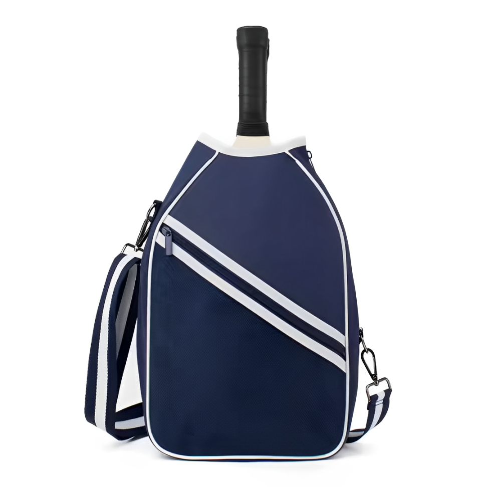 Navy & White Pickleball Paddle Compact Bag - Shoulder Strap