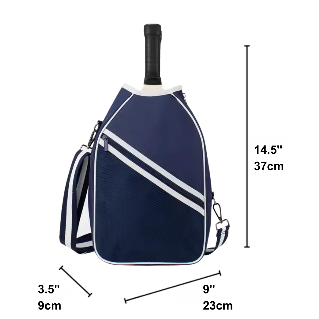 Navy & White Pickleball Paddle Compact Bag - Shoulder Strap