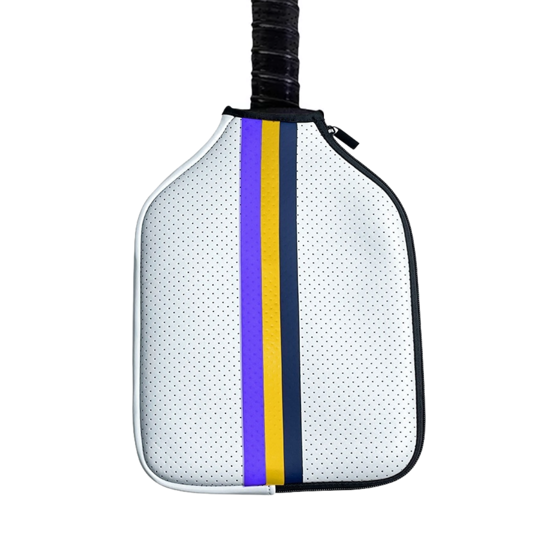 White Racing Stripe Waterproof Neoprene Pickleball Paddle Case