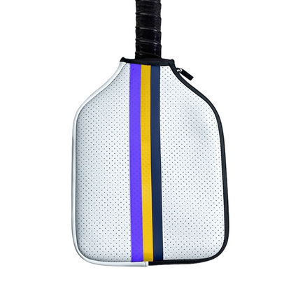 White Racing Stripe Waterproof Neoprene Pickleball Paddle Case