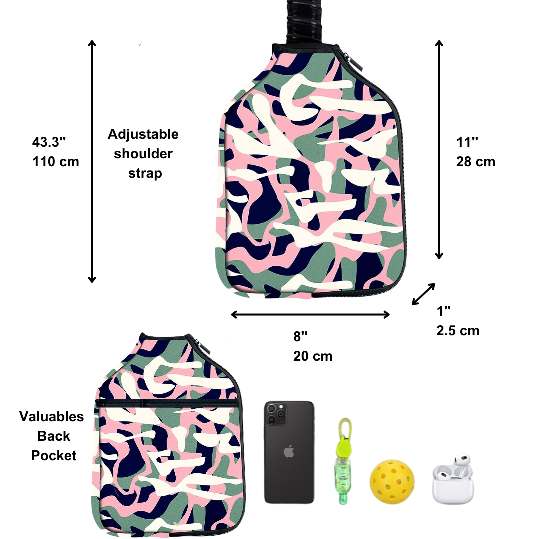 Vibrant Camo Waterproof Neoprene Pickleball Paddle Case