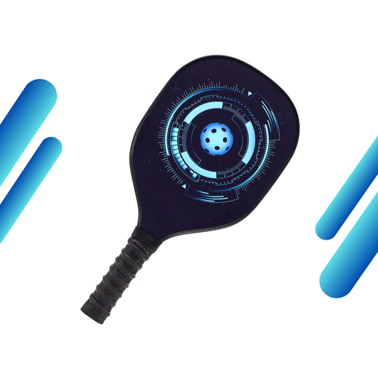 Light Blue Halo Target & Black Grip USAPA Wooden Pickleball Paddle