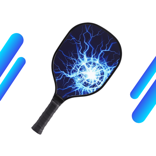 Blue Lightning Bolt & Black Grip USAPA Wooden Pickleball Paddle