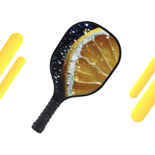 Yellow Citrus Burst & Black Grip USAPA Wooden Pickleball Paddle