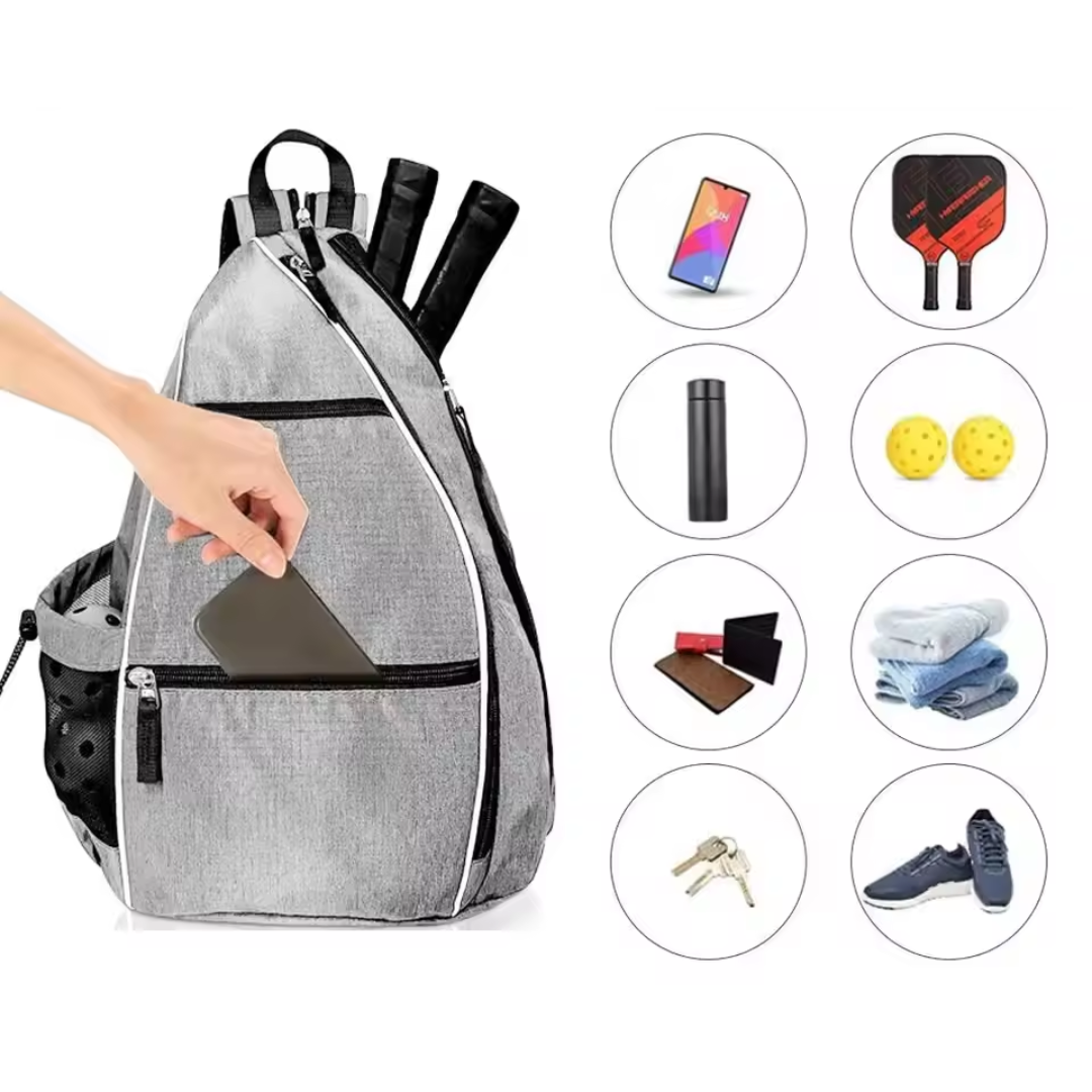 Adjustable & Versatile Grey Pickleball Sling Bag