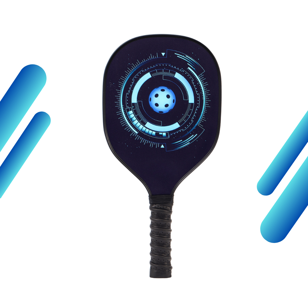 Light Blue Halo Target & Black Grip USAPA Wooden Pickleball Paddle