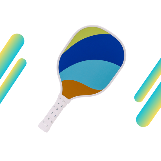 Multicolor Ocean Wave & White Grip USAPA Wooden Pickleball Paddle