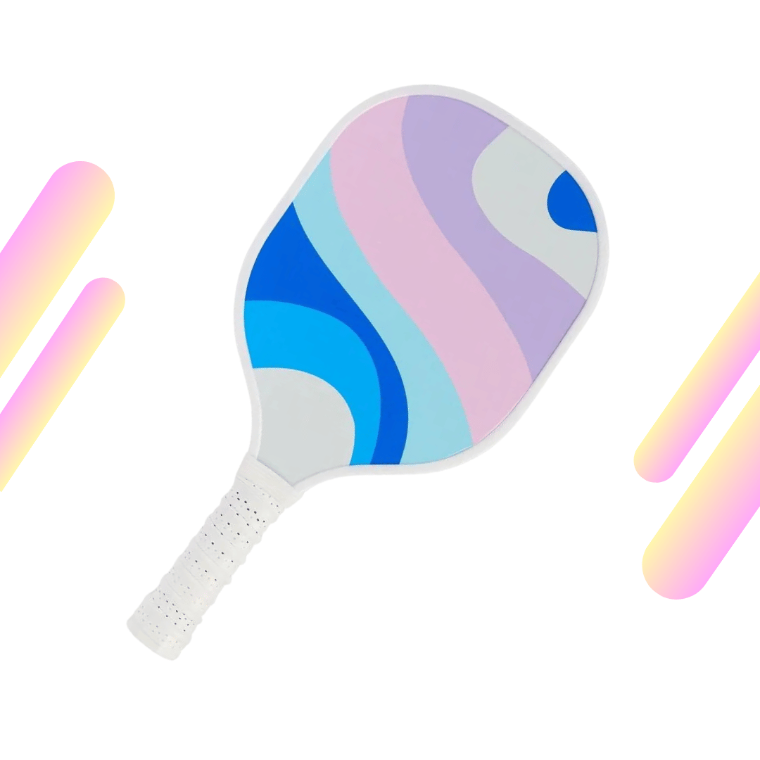 Pastel Ocean & White Grip USAPA Wooden Pickleball Paddle