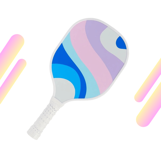 Pastel Ocean & White Grip USAPA Wooden Pickleball Paddle