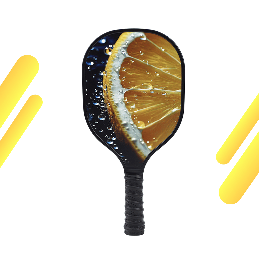 Yellow Citrus Burst & Black Grip USAPA Wooden Pickleball Paddle