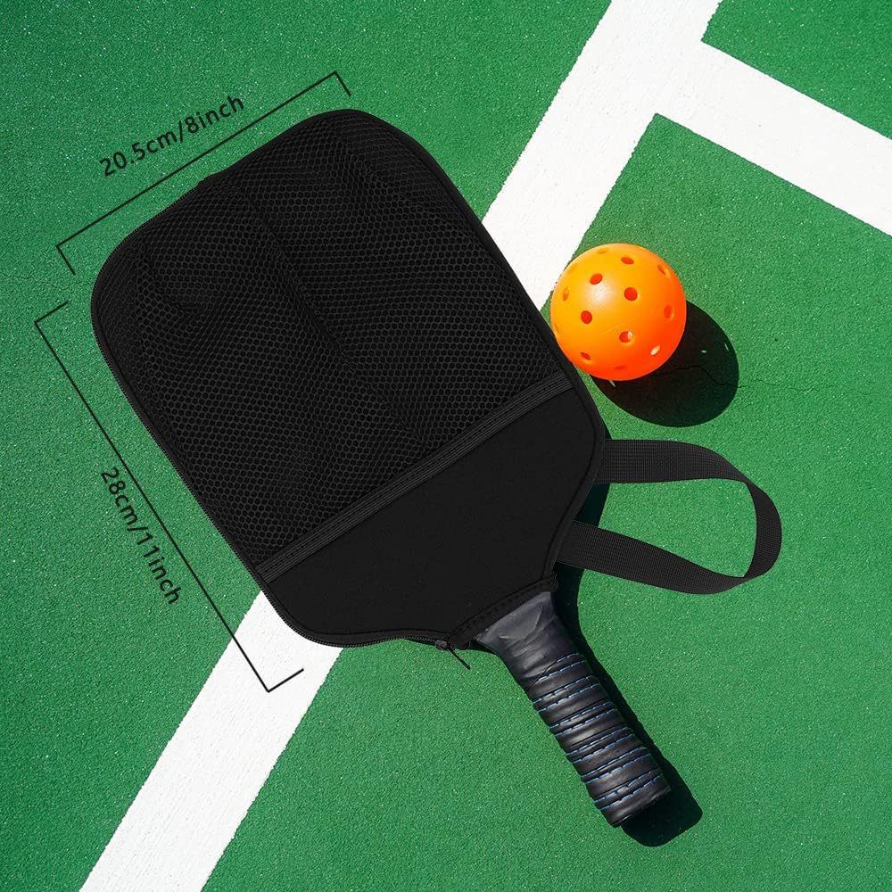 Pickleball Paddle Neoprene Cover with Hand Strap & Mesh Pockets